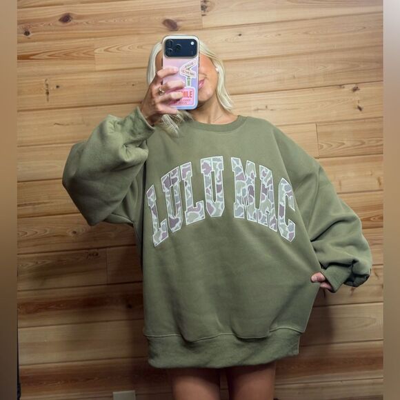 lululemon athletica Tops - Green Camo Lulu Mac Sweatshirt NWT